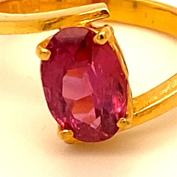 GIA Purple Pink Sapphire 2.07ct Solid 22K Ring - Picture 7 of 7